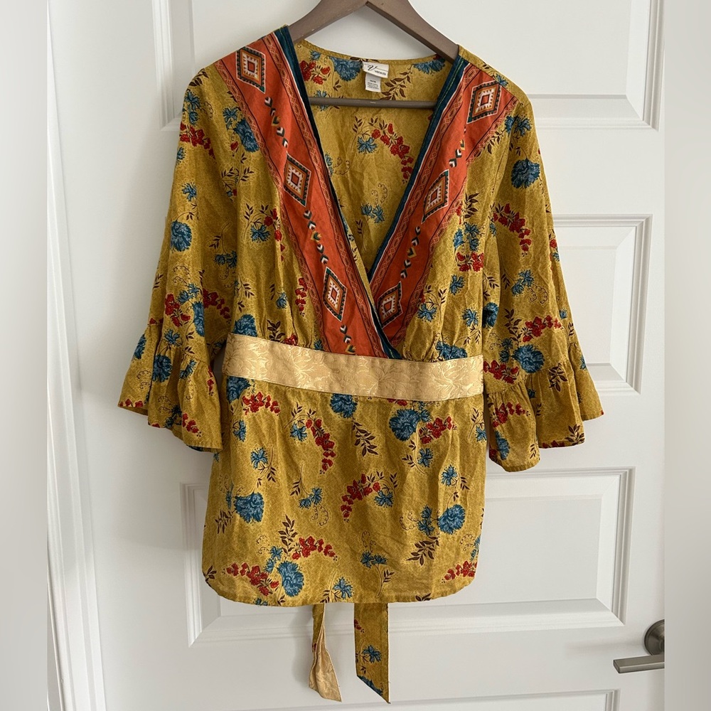 Venezia Boho Tunic Top Mustard Yellow Size 14 - 16